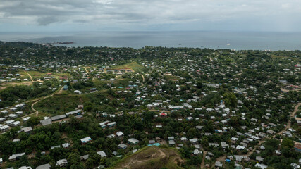 Aerial view from Honiara's hilly suburbs looking towards the west.