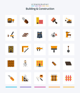 Creative Building And Construction 25 Flat icon pack  Such As lift. crane. architecture. paint. building