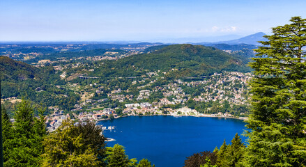Fototapeta na wymiar View of the Como Brunate funicular in Lake Como, Nothern Italy