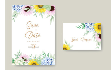 beautiful hydrangea floral wedding invitation card 