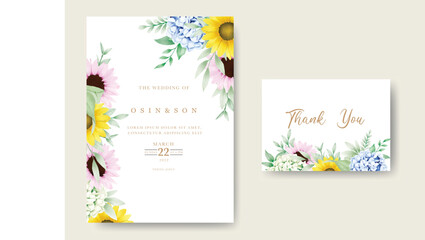 beautiful hydrangea floral wedding invitation card 