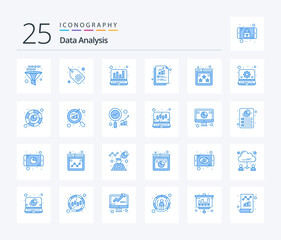Fototapeta na wymiar Data Analysis 25 Blue Color icon pack including web. page. computer. chart. digital