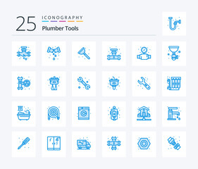 Plumber 25 Blue Color icon pack including pipe. plumber. mechanical. mechanical. valve