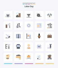 Creative Labor Day 25 Flat icon pack  Such As tool. tool. cook. ruler. angle