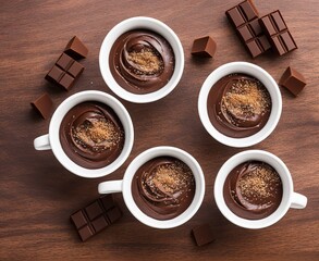  tasty chocolate cream with pieces as background, closeup, puding