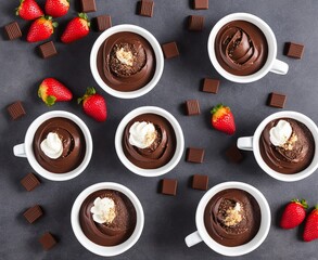  tasty chocolate cream with pieces as background, closeup, puding