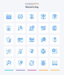 Creative Womens Day 25 Blue icon pack  Such As heart. balloon. day. present. box