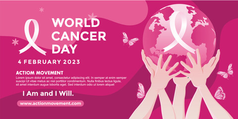 World Cancer Day Campaign logo. World Cancer Day poster or banner background vector illustration