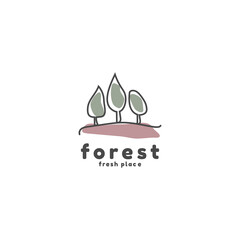 Minimalist forest logo with two trees.