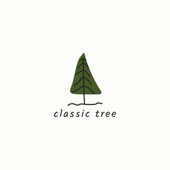 Green minimalistic tall tree logo.