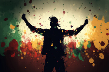 human silhouette celebration collor generative AI