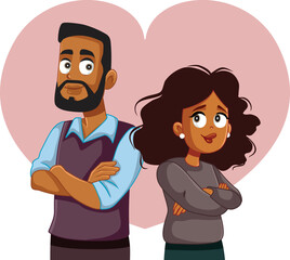 Happy Couple of African Ethnicity Smiling Together Vector Cartoon. Cheerful young family of black ethnicity feeling in love 
