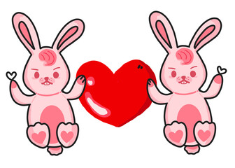 Valentine day cute pink rabbits with red hearth
Sending love to everyone