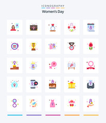 Fototapeta na wymiar Creative Womens Day 25 Flat icon pack Such As lovely day. eight march. portfolio. women. proposal