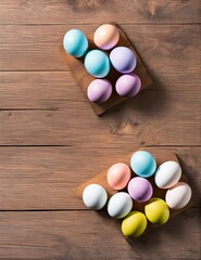 easter eggs in a basket on a wooden background, celebration, happy easter, painted, seasonal, festive, decoration