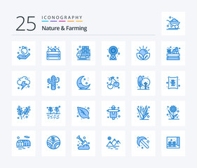 Nature And Farming 25 Blue Color icon pack including farm. agriculture. farm. technology. ecologic
