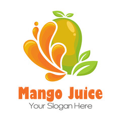 Mango juice logo. Fresh drink design. Your slogan here