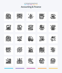 Creative Accounting And Finance 25 OutLine icon pack  Such As money. document. award. balance. finance