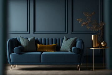 Modern living room with sofa, Generative AI	