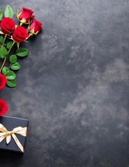 valentine's day background with hearts and roses