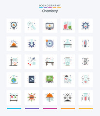 Creative Chemistry 25 Flat icon pack  Such As gear. experiment. info. laboratory test. chemical