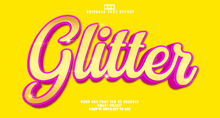 Glitter 3d editable text effect vector eps template 