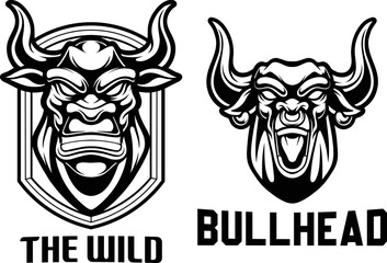 set collection of bull logo design for esport and sport team