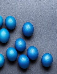easter eggs and egg on blue background