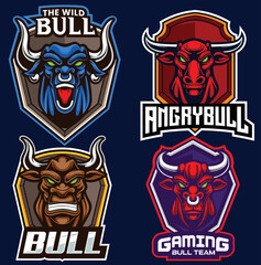 set collection of bull logo design for esport and sport team