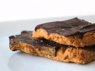 Peanut butter and chocolate top dessert