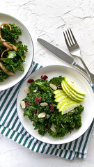 Kale Salad with apples and cranberries