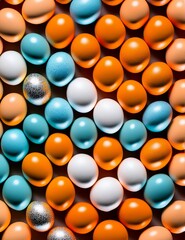 many colorful easter eggs. background.