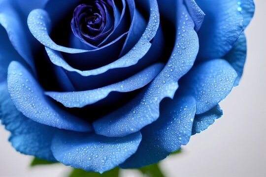 Blue Rose with water droplet close-up macro 