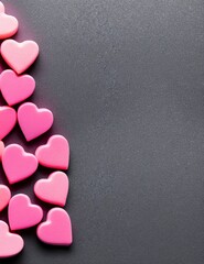 Obraz premium valentine's day background. hearts and lights, heart shaped lights on a pink background, valentine's day background with hearts and pink ribbon.