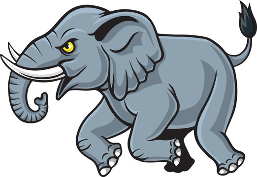 Cartoon angry elephant mascot running
