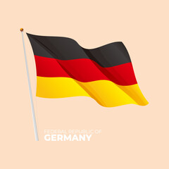 Germany national flag waving at the flagpole. Vector 3D