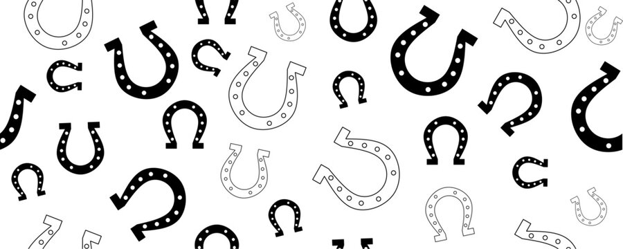 black white horseshoes seamless pattern