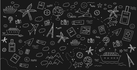 Travel theme black background vector illustration. © theeve