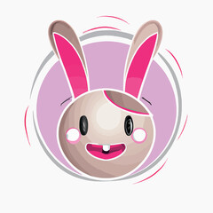 cartoon vector rabbit head avatar  - 562598785