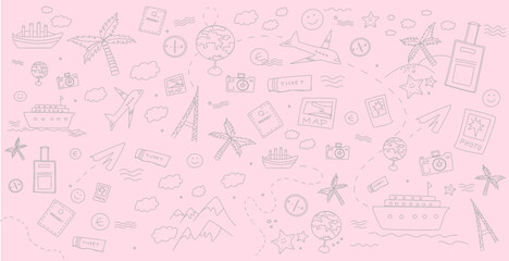Pink tourism theme vector illustration.