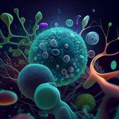 Microorganisms Aesthetic Background Generative