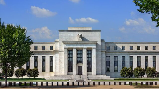Time lapse of the Federal reserve building, Washington DC, USA.