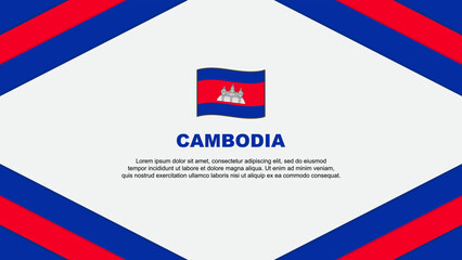 Cambodia Flag Abstract Background Design Template. Cambodia Independence Day Banner Cartoon Vector Illustration. Cambodia Template