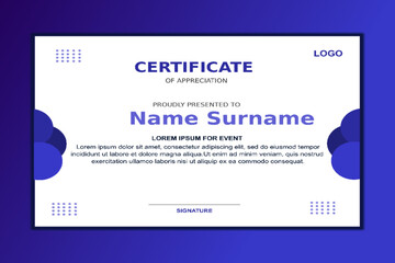 Certificate templates for events, official and unofficial events in blue
