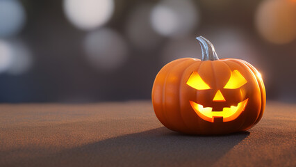 halloween pumpkin, blurred abstract lights in the background, Generative AI