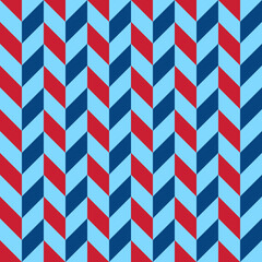 Seamless blue and red chevron pattern. Popular zigzag chevron geometric pattern background