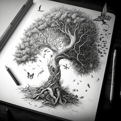 Tree of Life, Sketch, Generative AI, Generative, AI