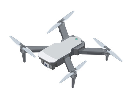 Aerial Fly Drone with Dual Camera Photo and Video RC Modern grey color WIFI Flight Parking illustration isometric isolated