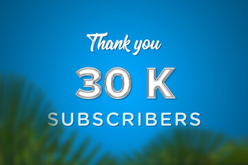 Fototapeta premium 30 k subscribers celebration greeting banner with Glass Design