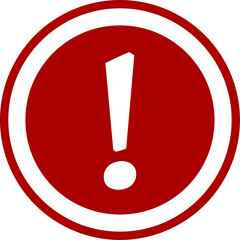 Red Round Warning or Attention or Caution Sign with Exclamation Mark Icon in a Circle. Vector Image.